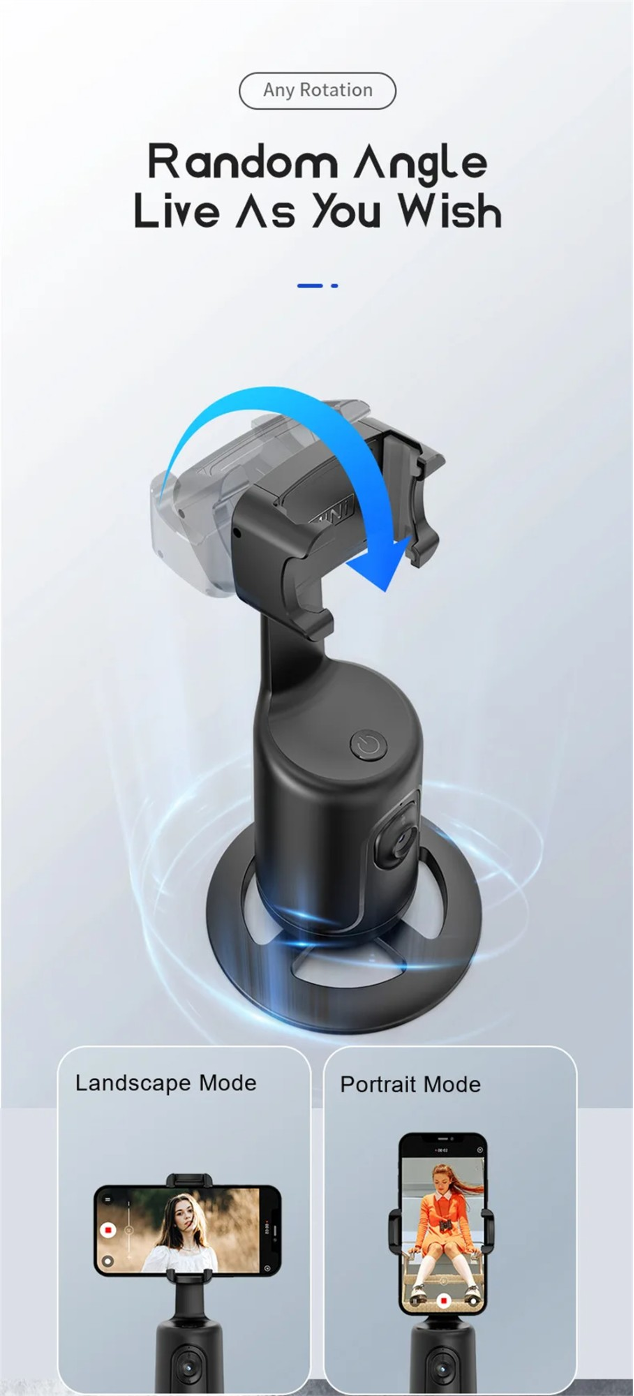 360° AI Face Tracking Gimbal – Auto Follow Phone Holder