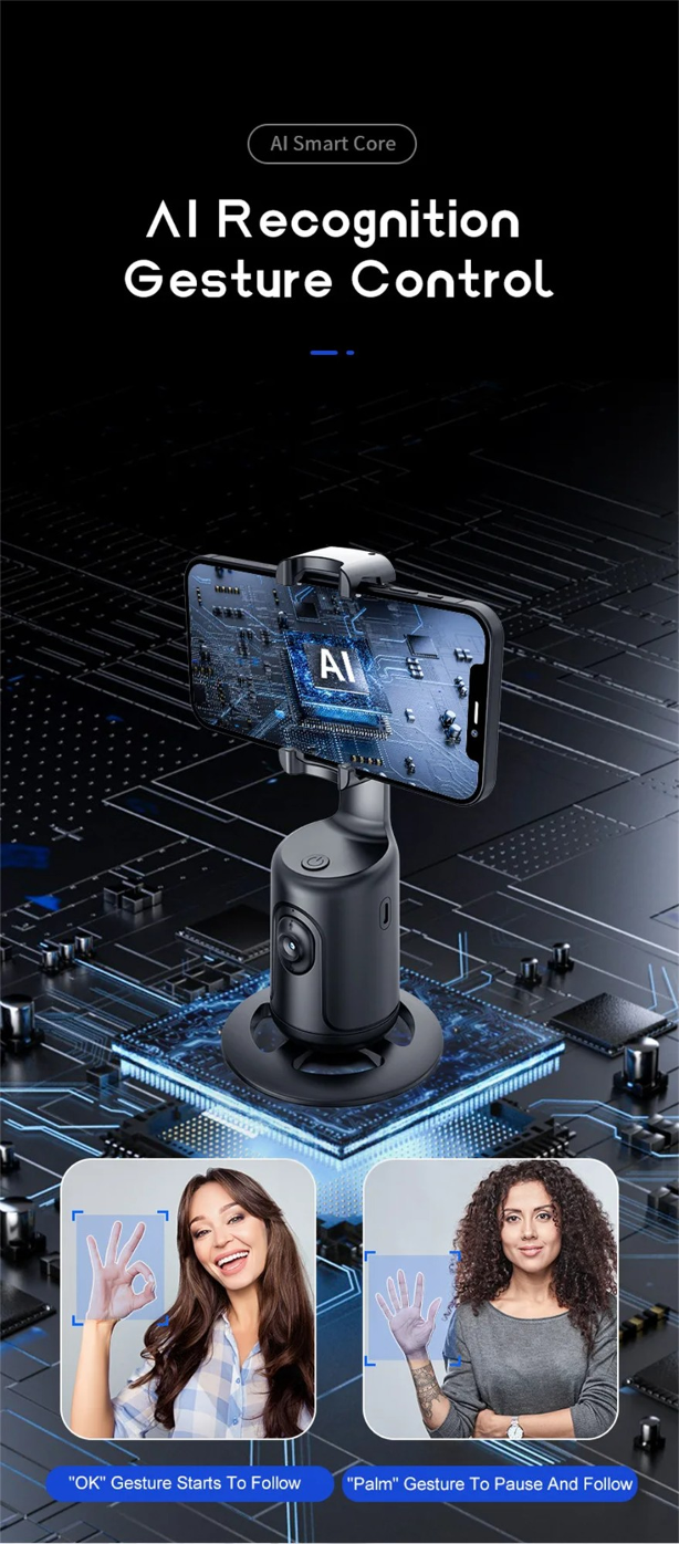 360° AI Face Tracking Gimbal – Auto Follow Phone Holder